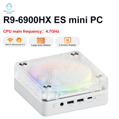 Genmachine 6900HX ES Mini PC Windows 11 Ryzen WiFi 6 Gaming PC 8Cores 16Threads CPU DDR5 4800MHz Ram Display Diy Gaming Computer
