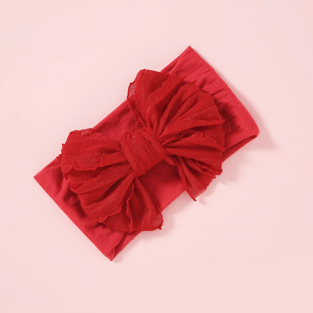 Bow Baby Headbands For Newborn Soft Elastic Nylon Hair Bands Ruffle Bow Infant Headband For Kid Girl Headwear Hair Accessories