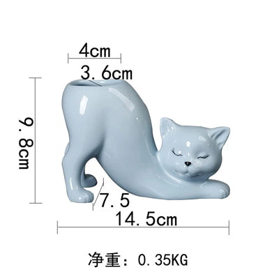Cartoon Cat Flower Pot Vase Cute Cat Tail Succulent Planting Pot Porcelain Flower Vase Flowerpot Home Decoration Accessories