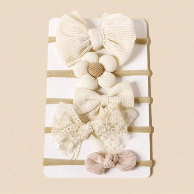 5PCS BABY FLOWER HEADBANDS SET – SWEET FLORAL DESIGN HIGH ELASTICITY INFANT GIRL HAIR ACCESSORIES