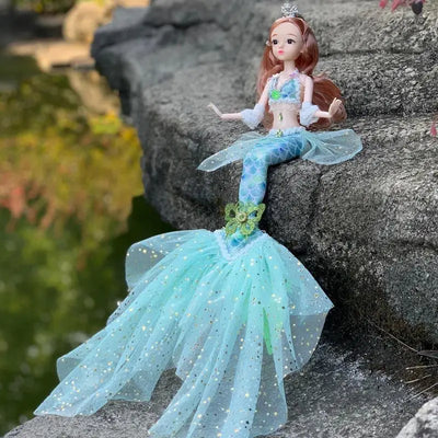 17.7 Inch Exquisite Princess Mermaid Doll Fashion Mermaid BJD Doll with Rainbow Clothes Girls favor Xmas Birthday Gift Toys