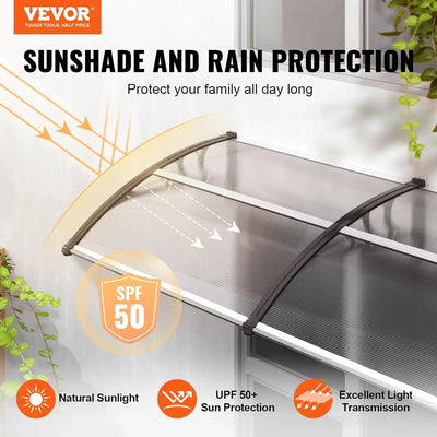 Window Door Awning Canopy 40" x 40", UPF 50+ Polycarbonate Entry Door Outdoor Window Awning Exterior, Front Door Overhang