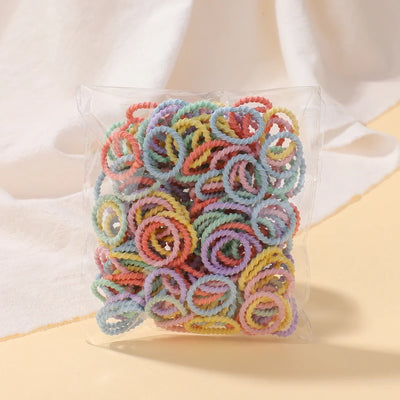 100Pcs/bag Girls Colorful Hair Bands Set Nylon Elastic Rubber Band Baby Ponytail Holder Scrunchies Kids Hair Accessories