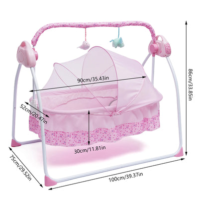 3-COLOR LED BLUETOOTH ELECTRIC BABY CRADLE WITH AUTO SWING, SAFE CRIB, INFANT ROCKER & MP3 MUSIC PLAYER