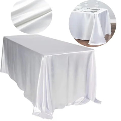 Wedding tablecloth white For Christmas Baby birthday party Events Banquet decoration Family table Rectangular satin tablecloths