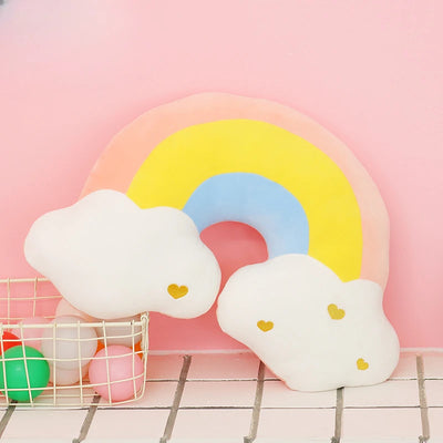 Stuffed Rainbow Cushion Girly Room Decor Moon Lightning Pillow Bay Window Lovely Weather Setting for Kids Bedroom Seat Pillow