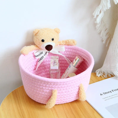 cartoon style weave sundries Storage Baskets household cosmetic hairpin Organize deposit container child toy classification case