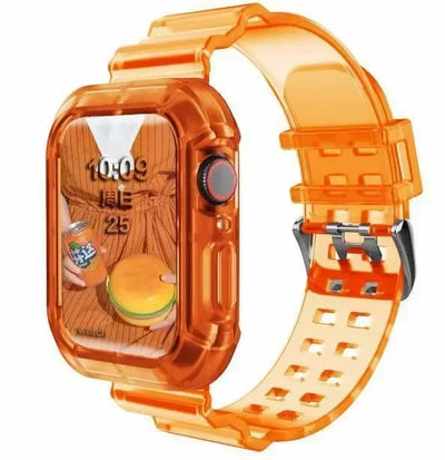 Silicone Band+Case for Apple Watch 10 42 46mm Strap 44/45MM 41/40mm Transparent Bracelet For Iwatch Series 9 8 7 6 Se 5 Correas
