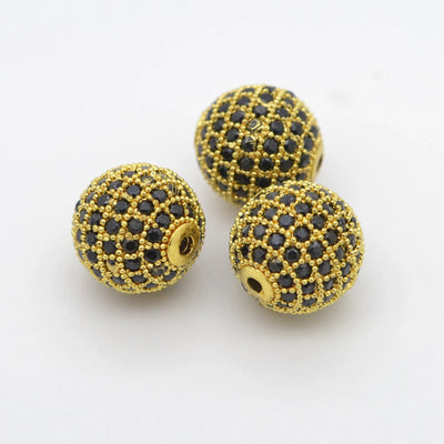 Beads for Jewelry Making Gold Silver Color Accessories Paved Zircon Spacer Bead String Beaded Diy Necklace Bracelet Chain Charms