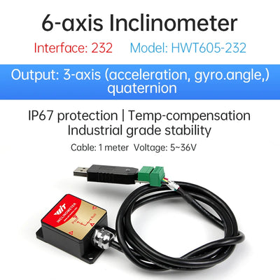 WitMotion HWT9053 AHRS 3-Axis Acceleration+Gyro+Euler Point+Mag filed, built in MMC3630 Mag filed chip and  IP67 Waterproof
