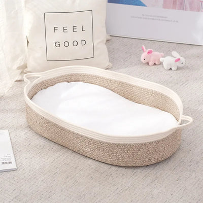 NEWBORN COTTON ROPE BABY MOSES BASKET – PORTABLE SLEEPING BASSINET & DIAPER CHANGING BASKET FOR INFANTS