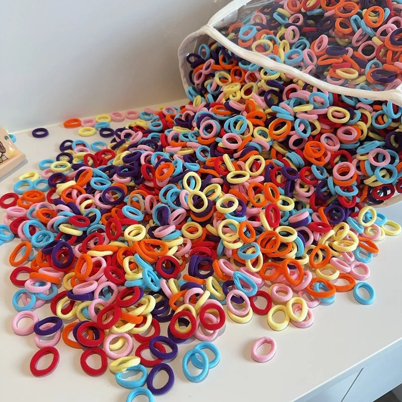 50Pcs/bag Colorful Basic Nylon Ealstic Hair Ties for Girls Ponytail Hold Scrunchie Rubber Band Kid Fashion Hair Accessories