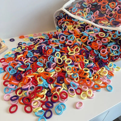 50Pcs/bag Colorful Basic Nylon Ealstic Hair Ties for Girls Ponytail Hold Scrunchie Rubber Band Kid Fashion Hair Accessories
