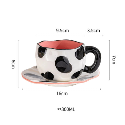 Creative Ceramic mug Hand-painted Flower Clouds Coffee Cup with Saucer Irregular Handmade Cup Breakfast Milk Tea Cups Gift Set