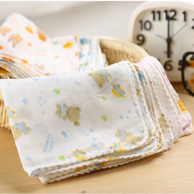 5PCS Baby Feeding Towel Teddy Bear Bunny Dot Chart Printed Children Small Handkerchief Gauze Nursing 20CM*20CM