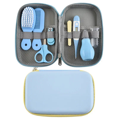 8/13pcs Baby Care EVA Bag Eight-piece Set Baby Nasal Aspirator Nail Scissors Cartoon Set Daily Cleaning Supplies Care Bag