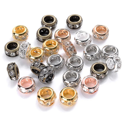 10-30pcs/lot Rhinestone Spacer Beads Round Gold Silver Metal Czech Crystal Beads for Jewelry Making DIY Bracelets Accessories