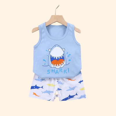2PCS CHILDREN'S CLOTHING VEST SUIT SUMMER COTTON T-SHIRTS SHORTS BOYS GIRLS SLEEVELESS KIDS CLOTHES FOR BABY