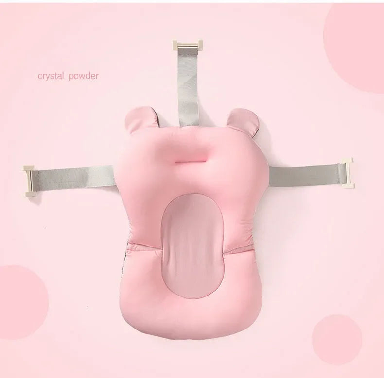 BABY BATH SEAT SUPPORT MAT FOLDABLE BATH TUB PAD & CHAIR NEWBORN BATHTUB PILLOW INFANT ANTI-SLIP SOFT COMFORT BODY CUSHION