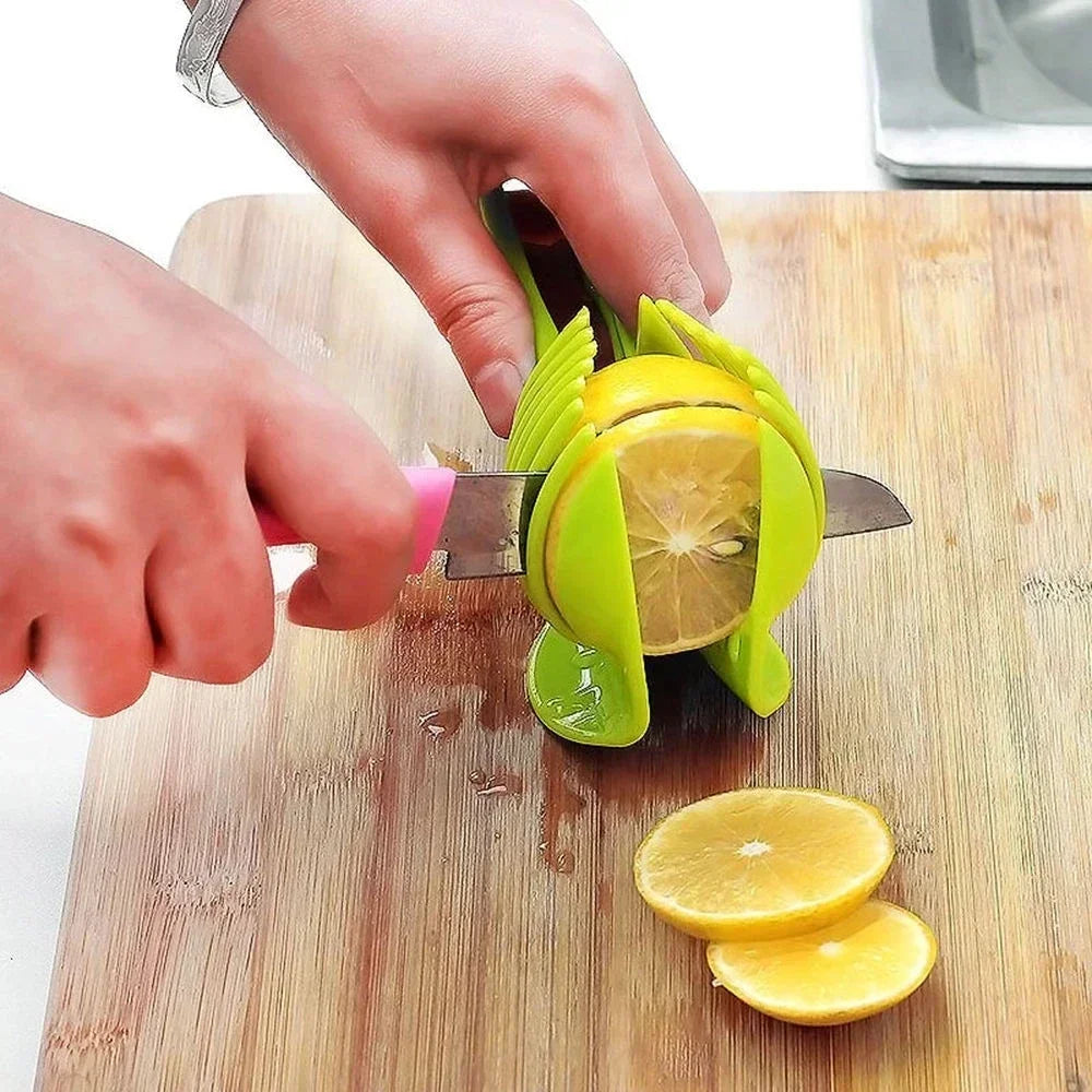 STAINLESS STEEL HANDHELD FRUIT & VEGETABLE SLICER – ORANGE, LEMON, TOMATO, ONION CUTTING CLIP