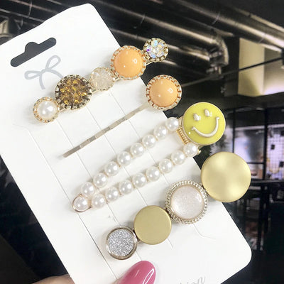 New Fashion 3/4pcs Set Pearl Hair Clip For Women Korean Hairpin Geometric Crystal Hair Barrettes Girl Hair Accessories Hairgrip