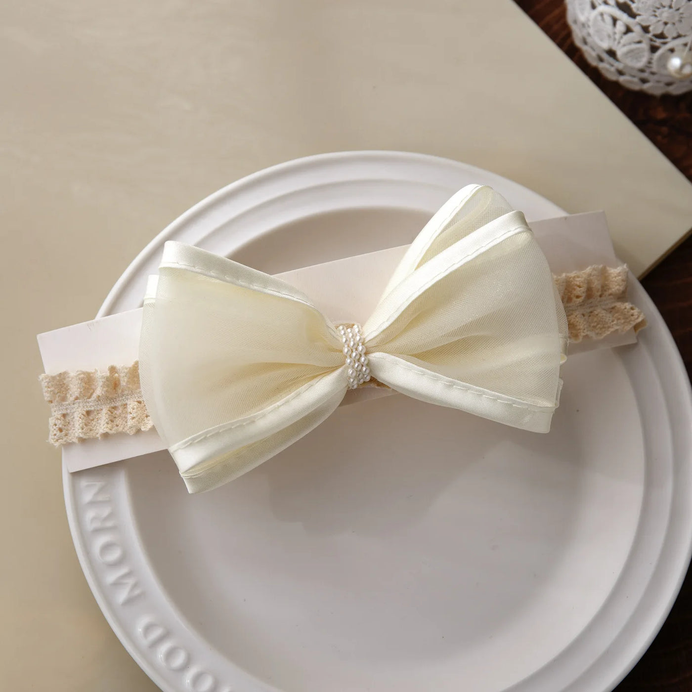 White Lace Bow Hair Bands Cute Elastic Headband Girl Korean Newborn Hair Bows Hairbands Babi Infant Kids Hair Accessories 머리띠