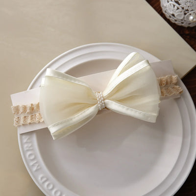White Lace Bow Hair Bands Cute Elastic Headband Girl Korean Newborn Hair Bows Hairbands Babi Infant Kids Hair Accessories 머리띠