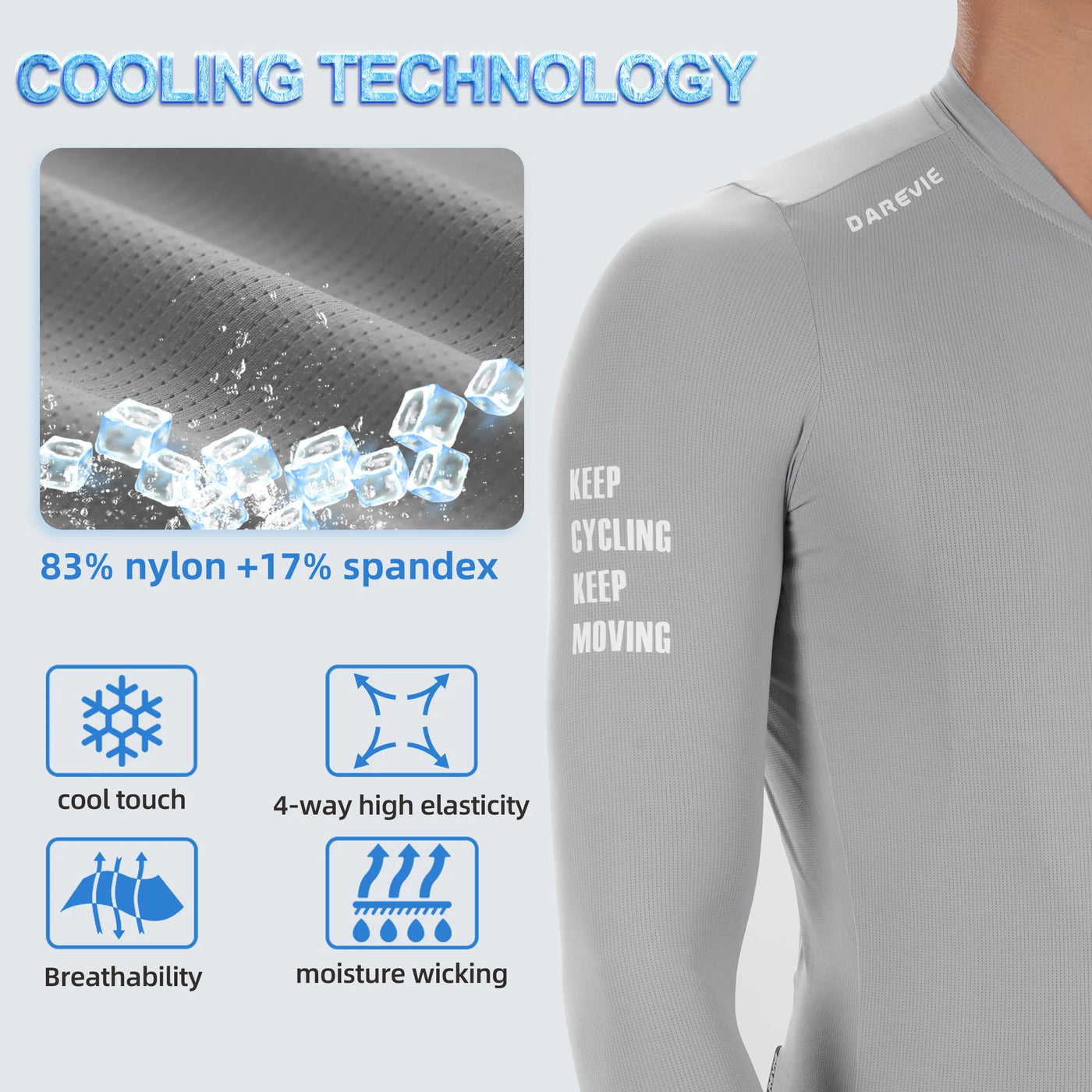 DAREVIE Cycling Jersey Long Sleeve Men Women 2025 Cool Feel Man Cycling Maillot Breathable Quick Dry SPF 50 Slim Fit Small Size