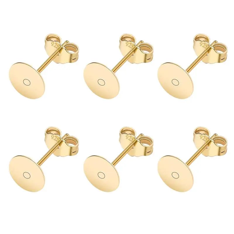 50pcs/lot 925 Silver Plated Blank Post Earring Studs Base Pin With Earring Plug Findings Ear Back DIY Jewelry Making Accessories