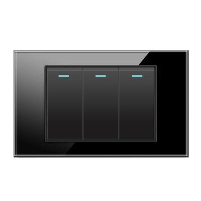Shawader Electric Power Wall Switch Brazil US Mexico Glass Panel 118 Jack Three Position Outlet Home Office Kitchen 1/2/3/4Gang