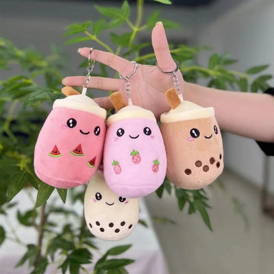 Cute Stuffed Plush Bubble Tea Food Milk Cup Plushie Pillow Mini Simulation Keychain Pendant Soft Plush Doll Toys Gifts for Kids