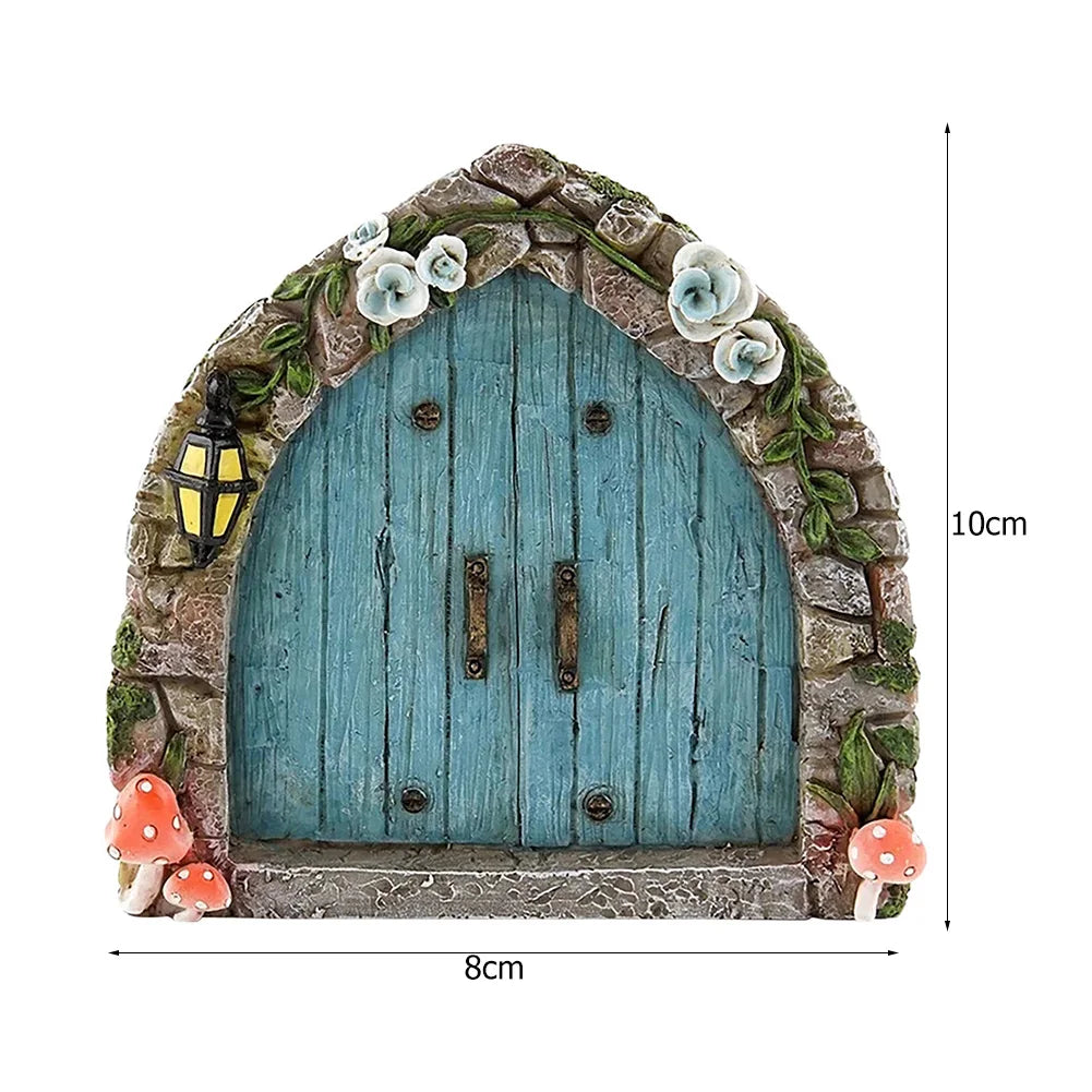 6 PCS Wood Miniature Fairy Gnome Window Door Elf Home Creative Yard Art Sculpture for Yard Art Tree Sculpture Fairy Garden Decor