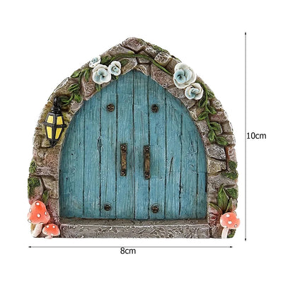 6 PCS Wood Miniature Fairy Gnome Window Door Elf Home Creative Yard Art Sculpture for Yard Art Tree Sculpture Fairy Garden Decor
