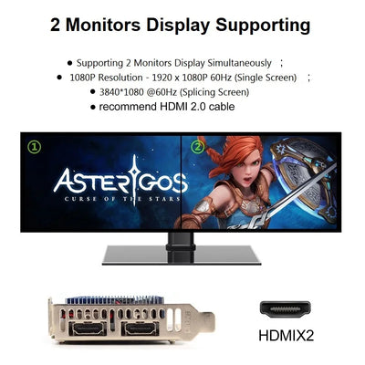 SONGREY GT730 4GB DDR3 2HDMI Graphics Card 2 Monitor Display  PCI-E2.0 16X ,Computer GPU, Low Profile GPU, 2Year Warranty