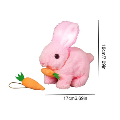 Cute Electric Rabbit Interactive Plush Toys Bunny With Carrot Walking Wiggle Ears Tail Wag With Sound Stuffed Doll Birthday Gift