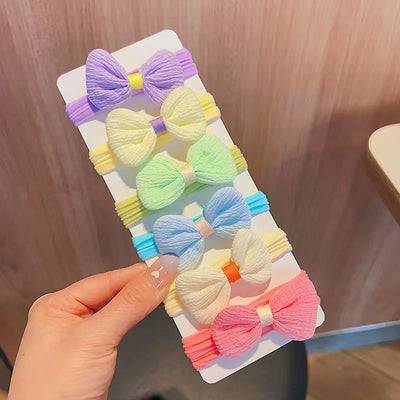 6Pcs/Set Children's Headbands Flower Hair Ring Sweet and Cute Ponytail Hair Ring Little Girl Braided Towel Ring Hair Accessories