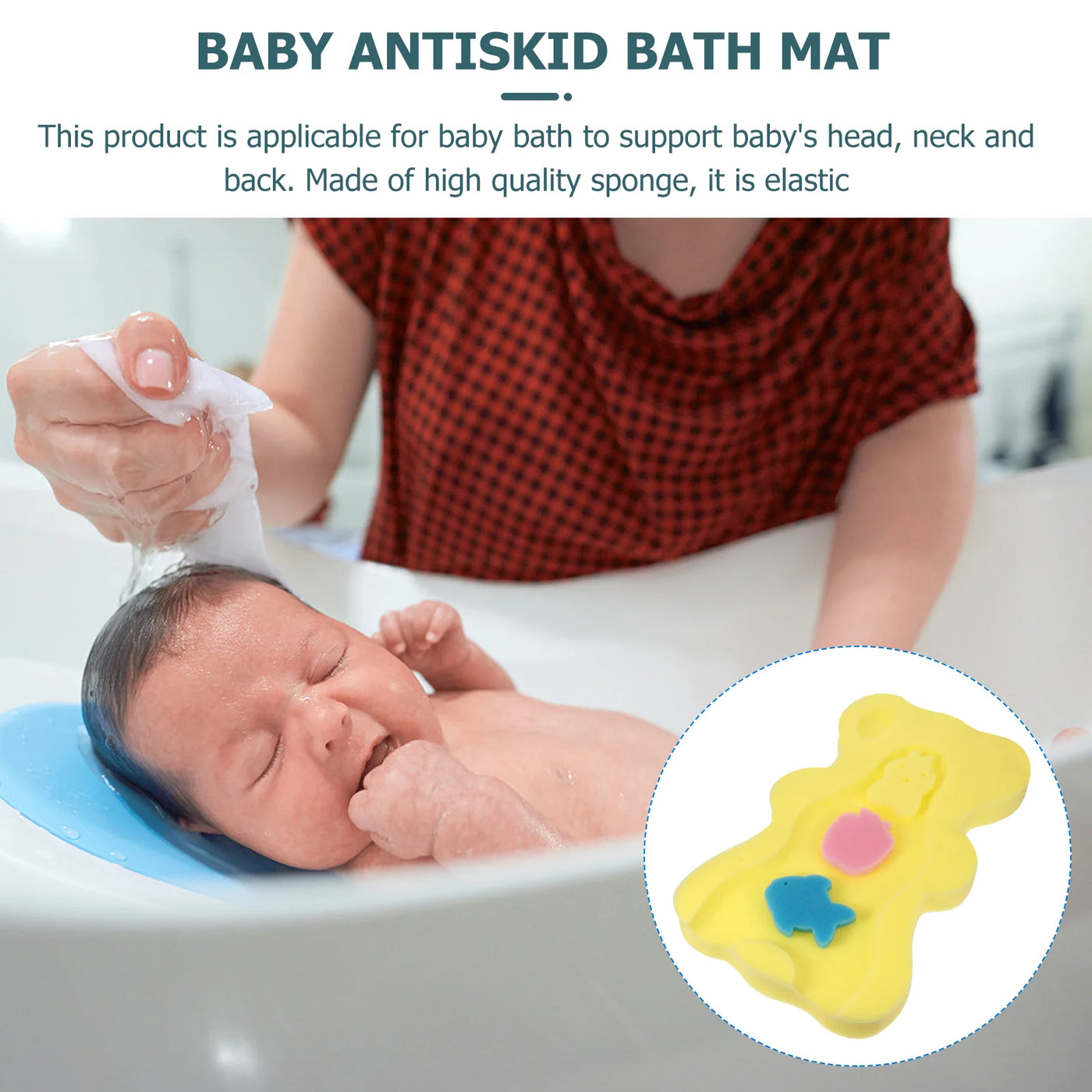 Bath Mat Sponge Newborn Bathroom Mats Cushion Tub Infant Support Skin-friendly