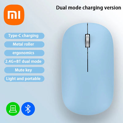 Xiaomi Bluetooth Wireless Mute Mouse Dual Mode Dpi Adjustable 2.4g Type C Rechargeable Silent Ergonomic Portable Office Mouse