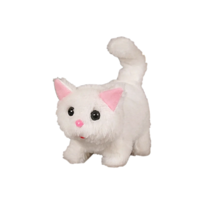 Cute Interactive Cat Plush Toy Electronic Stuffed Doll Toy Walking Tail Wagging Head Shaking for Boys Girl Birthday Holiday Gift