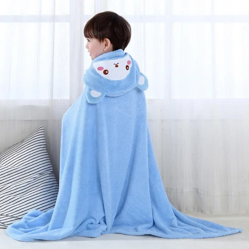 140x70cm Children's Cartoon Cloak Baby Hat Bath Towel Baby Bathrobes Bath Towel Cloak Quick Drying Bath Robe Hooded
