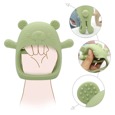 1PC BPA FREE CUTE CARTOON ANIMAL SILICONE TEETHER TOY BRACELET TEETHING GLOVE FOR BABY NEWBORN ACCESSORIES
