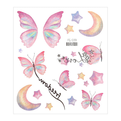 3D Fairy Butterfly Wings Shiny Tattoo Sticker Waterproof Eyes Face Body Art Fake Tattoos For Women Makeup Dance Music Festival