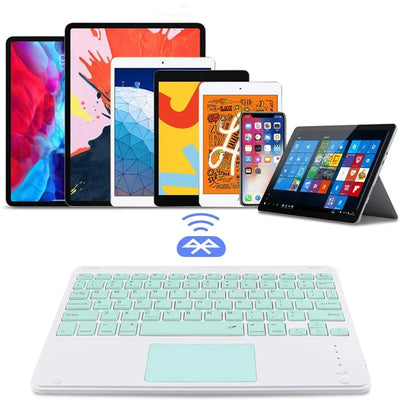 10-INCH SPANISH/ENGLISH BLUETOOTH KEYBOARD – WIRELESS RECHARGEABLE UNIVERSAL KEYBOARD FOR IPAD AIR/PRO, PHONE, TABLET, LAPTOP