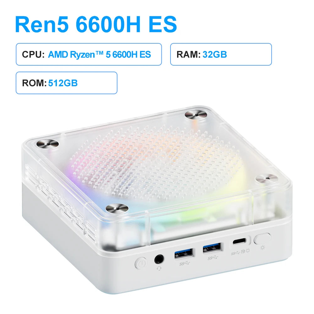 Genmachine New R5 6600H ES Mini PC Windows 11 Ryzen WiFi 6 Gaming PC DDR5 4800MHz Ram Display Diy Gaming Computer Pc Gamer