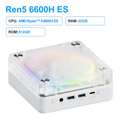 Genmachine New R5 6600H ES Mini PC Windows 11 Ryzen WiFi 6 Gaming PC DDR5 4800MHz Ram Display Diy Gaming Computer Pc Gamer