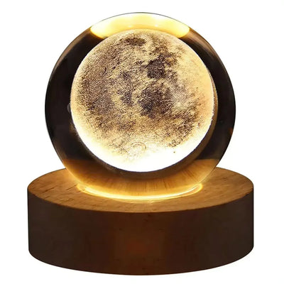 6cm 3D LED Crystal Ball Toys Table Lamp 3D Moon Planet Galaxy Decor Party Educational Toys for Kids Adult Birthday Xmas Gifts