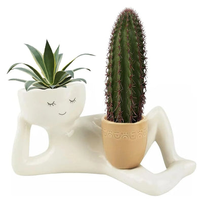 Lazy Guy Planter ResinLazy Little Character Flowerpot Succulent Planters Lying Down Resin Unique Lying Down Figure Garden Decor