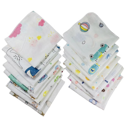 10pcs Pack 31*31cm 100% Cotton Gauze Newborn Baby Infant Cartoon Face Hand Bathing Towel Bibs Feeding Square Towels Handkerchief
