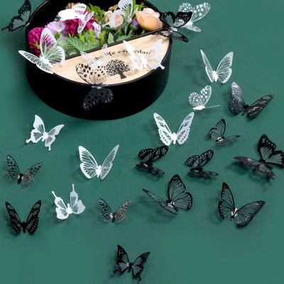 18pcs/lot Black Crystal Butterflies 3d Wall Sticker Beautiful Butterfly Living Room for Kids Room Wall Decals Home Decoration