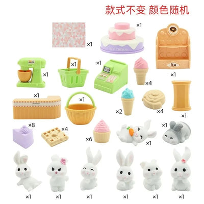 Kawaii Items Kids Toys Miniature Doll House Furniture Kitchen Kits Set Pet  For Barbie DIY Children Game Christmas Present Gift
